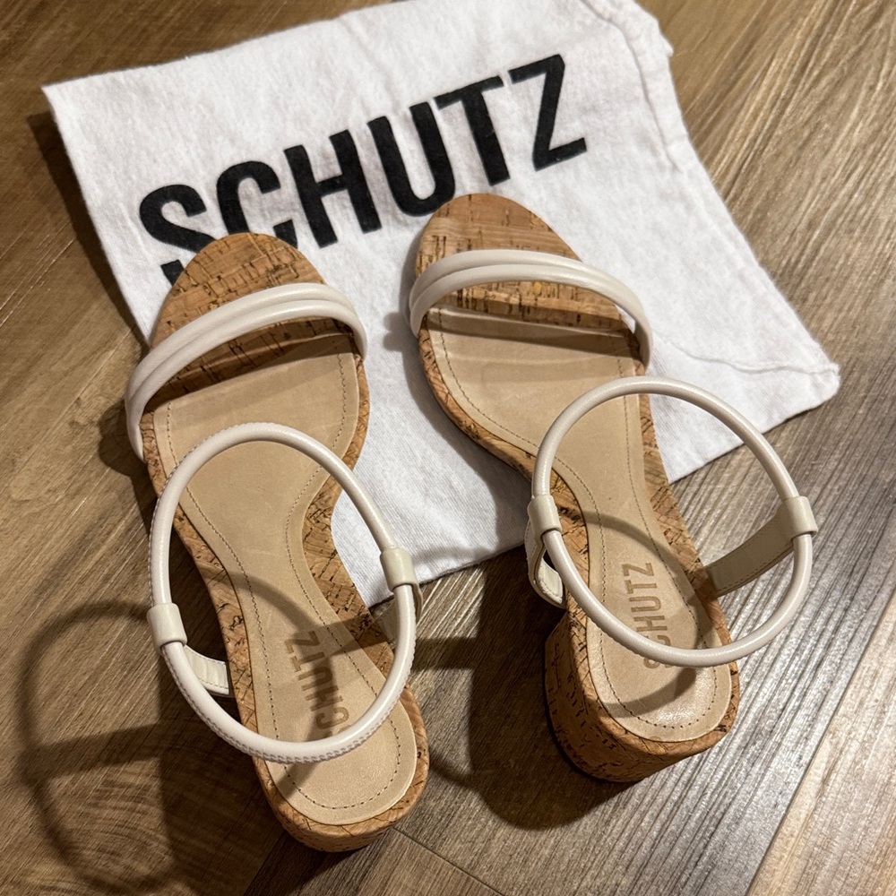 SCHUTZ Gimenez Cream Cork Sandals